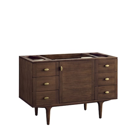 James Martin Vanities Amberly 48in Single Vanity Cabinet, Mid-Century Walnut 670-V48-M-WLT